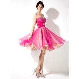 Empire Sweetheart Knee-Length Organza Charmeuse Homecoming Dress With Ruffle Beading Sequins (022021143)