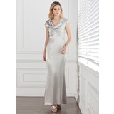 Sheath Cowl Neck Floor-Length Charmeuse Mother of the Bride Dress With Lace (008005292)
