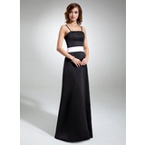 A-Line/Princess Floor-Length Satin Bridesmaid Dress With Sash (007001477)