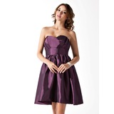 Empire Scalloped Neck Knee-Length Taffeta Homecoming Dress With Ruffle (022010094)