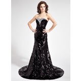 Mermaid Sweetheart Court Train Sequined Prom Dress With Beading (018018907)