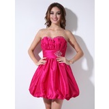 A-Line/Princess Sweetheart Short/Mini Taffeta Cocktail Dress With Ruffle Beading (016005261)