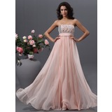 Empire Strapless Floor-Length Chiffon Prom Dress With Beading Sequins (018022745)
