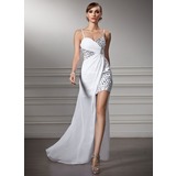Sheath Sweetheart Asymmetrical Chiffon Prom Dress With Ruffle Beading (018022506)