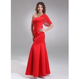 Mermaid One-Shoulder Floor-Length Chiffon Satin Bridesmaid Dress (007001890)