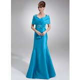 Mermaid Off-the-Shoulder Floor-Length Taffeta Mother of the Bride Dress With Ruffle Beading (008006456)
