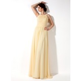 A-Line/Princess Scoop Neck Floor-Length Chiffon Bridesmaid Dress With Ruffle (007022521)