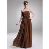 Empire Strapless Floor-Length Chiffon Charmeuse Maternity Bridesmaid Dress With Ruffle (045004381)