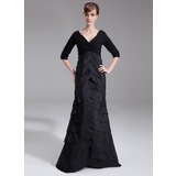 Mermaid V-neck Sweep Train Chiffon Taffeta Mother of the Bride Dress With Ruffle (008006893)