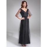 Empire V-neck Ankle-Length Tulle Charmeuse Mother of the Bride Dress (008006413)