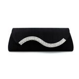 Black Polyester Shell With Rhinestone Evening Clutches / Handbags (012013599)