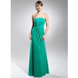 Sheath Strapless Floor-Length Chiffon Bridesmaid Dress With Ruffle (007020335)
