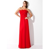 A-Line/Princess Strapless Floor-Length Chiffon Tulle Prom Dress With Ruffle (018004828)