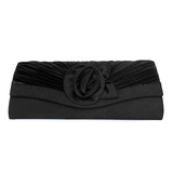 Black Satin Shell Evening Handbags (012008670)