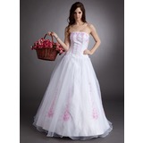 Ball-Gown Strapless Floor-Length Organza Quinceanera Dress With Embroidered Beading (021002863)