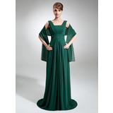 Empire V-neck Court Train Chiffon Mother of the Bride Dress With Ruffle (008006425)
