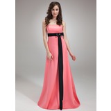 Empire Strapless Sweep Train Satin Bridesmaid Dress With Sash Beading (007001482)