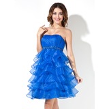 Empire Sweetheart Knee-Length Organza Homecoming Dress With Ruffle Beading (022020627)