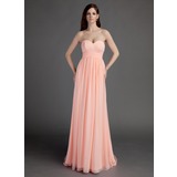 Impero A cuore Sweep treno Chiffon Abito da damigella con Increspature (007015681)