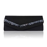 (Black)Gorgeous Satin/ Silk Shell With Beading Evening Handbags/ Clutches (012013553)