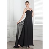 A-linje Sweetheart Watteau-slæb Chiffon Brudepigekjole med Flæsekanter (007001854)