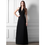 A-Line/Princess Halter Floor-Length Chiffon Bridesmaid Dress With Ruffle (007013634)