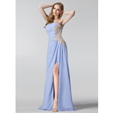 Tubo Sem alça Vestidos longo Chiffon Vestido de madrinha com Bordados Pregueado (007005187)
