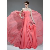 Mermaid Sweetheart Chapel Train Chiffon Prom Dress With Ruffle (018024365)