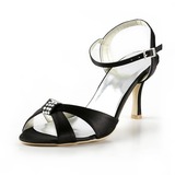 Satin Spool Heel Slingbacks Sandals Wedding Shoes With Rhinestone (047025059)