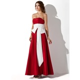 Empire Strapless Floor-Length Taffeta Bridesmaid Dress With Sash (007004271)