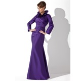 Mermaid High Neck Floor-Length Taffeta Mother of the Bride Dress With Ruffle (008006080)