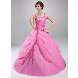 Ball-Gown Square Neckline Floor-Length Organza Quinceanera Dress With Ruffle Lace Beading (021018807)