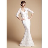 Mermaid Sweetheart Floor-Length Satin Lace Wedding Dress With Sashes (002011670)