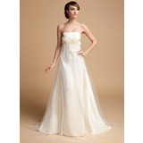 Keizer Strapless Korte Sleep satijn Tule Bruidsjurk met Bloem(En) (002014723)