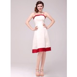 A-Line/Princess Knee-Length Satin Bridesmaid Dress With Sash (007014003)