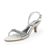 Similpelle Tacco basso Sandali Scarpe da sposa con Fibbia Strass (047011802)
