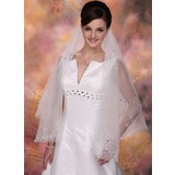 Véus de valsa Tule Uma camada Borda com renda aplicada Véus de casamento com Clássico (006020347)