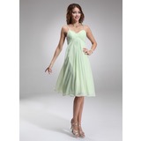 Impero A cuore Al ginocchio Chiffon Abito da damigella con Increspature (007001924)