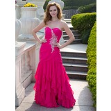 Havfrue Sweetheart Gulv lengde Chiffon Ballkjole med Frynse Beading (018024656)