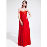 Empire Sweetheart Floor-Length Chiffon Charmeuse Evening Dress With Ruffle Beading (018025613)