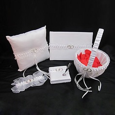 Wedding Collection Set In White Satin With Wedding Ring Accent (5 Pieces)(100018004)