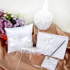 Wedding Collection Set in Ivory Satin With Butterfly Embroidery (5 Pieces)(100018000)