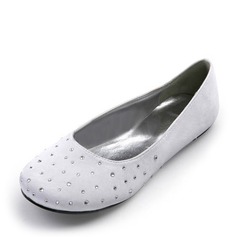 Satin Flat Heel Closed Toe Flats Wedding Shoes With Rhinestone (047005128)