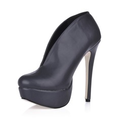 Leatherette Stiletto Heel Platform Boots Ankle Boots (088013881)