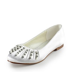 Satin Flat Heel Closed Toe Flats Wedding Shoes With Beading Imitation Pearl (047014155)