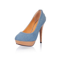 Canvas Stiletto Heel Platform Pumps With Zipper (085025203)