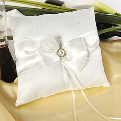 Wedding Ring Pillow In Ivory Satin With Faux Pearl Accent(103018253)