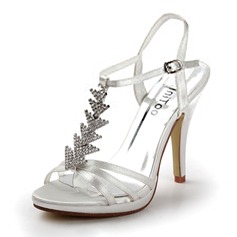 Satin Stiletto Heel Platform Sandals Wedding Shoes With Rhinestone (047011850)