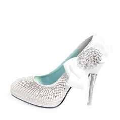 Leatherette Stiletto Heel Closed Toe Pumps Wedding Shoes With Bowknot Rhinestone Sequin (047011870)