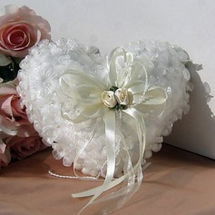 Ring Pillow In Ivory Satin With Ribbons And Petals(103018293)